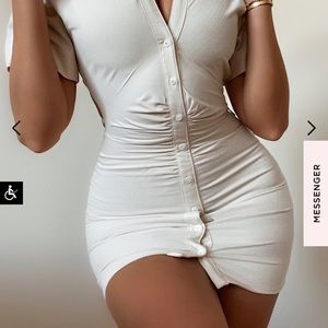 Luisa-Beige open back shirt dress NWT